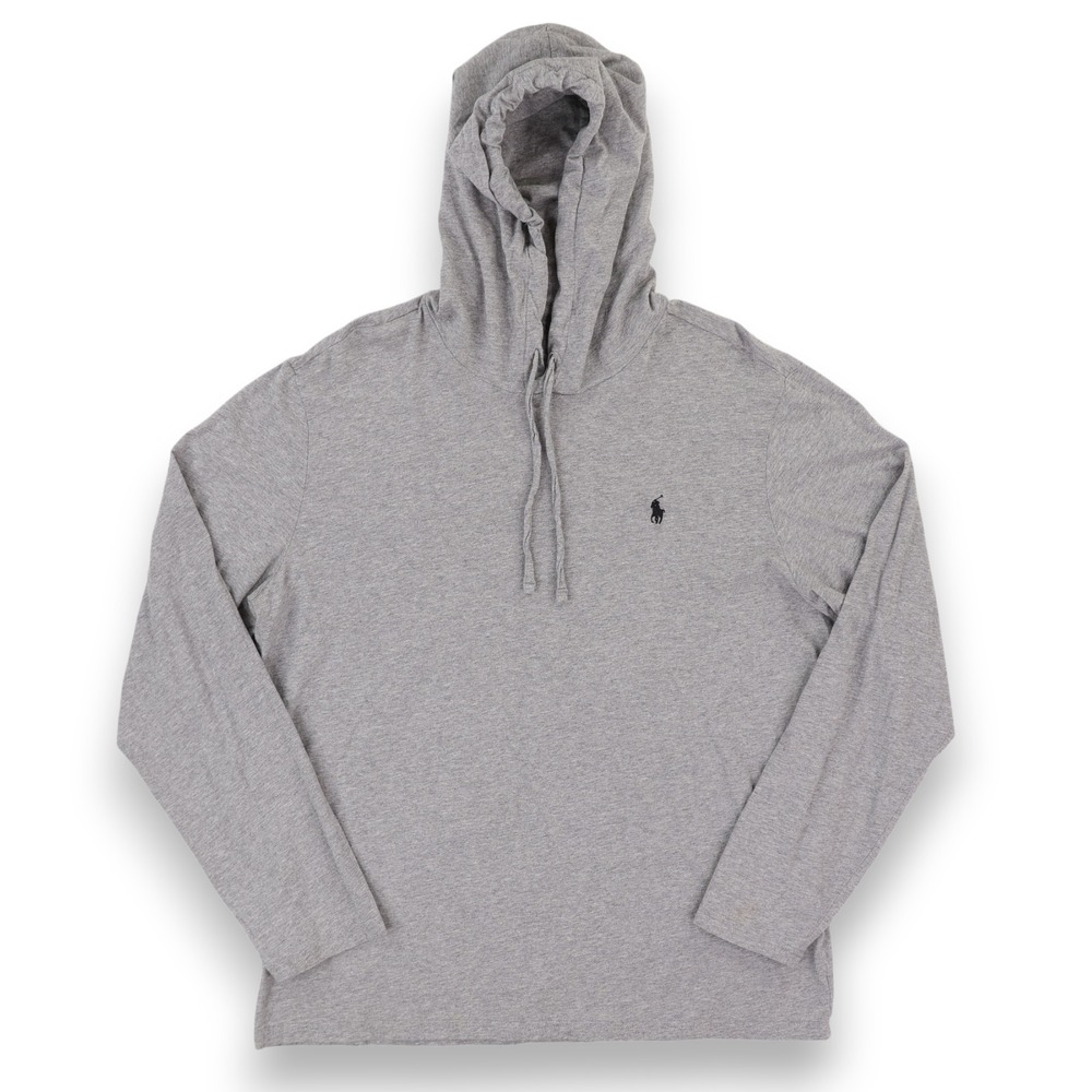 Polo‎ Ralph Lauren Jersey Hooded Tee Mens Large Gray Cotton Pullover Logo